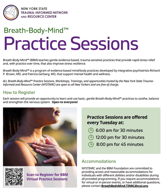 Flyer:  Breath-Body-Mind Practice Sessions