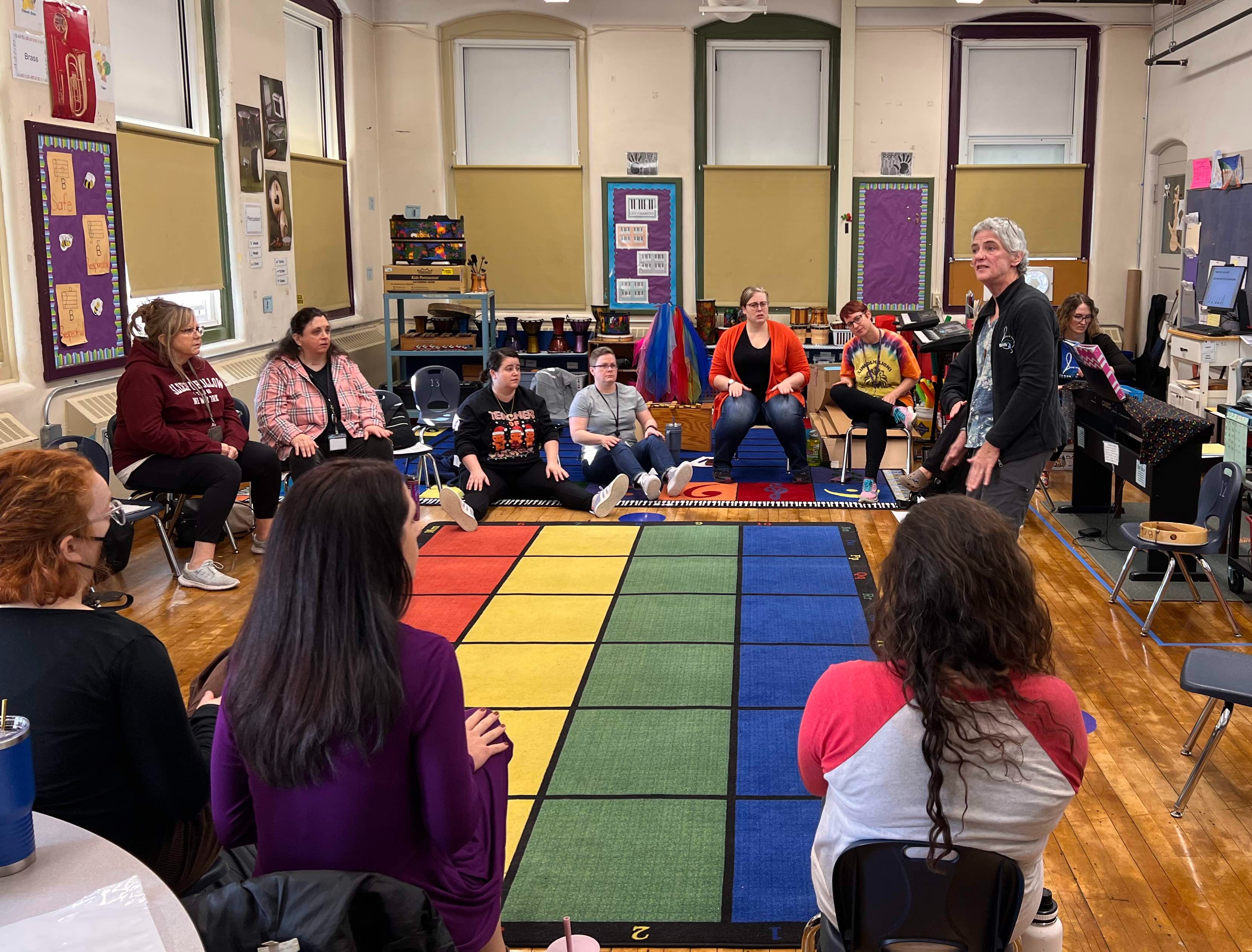 Music teachers learning elementary music lessons