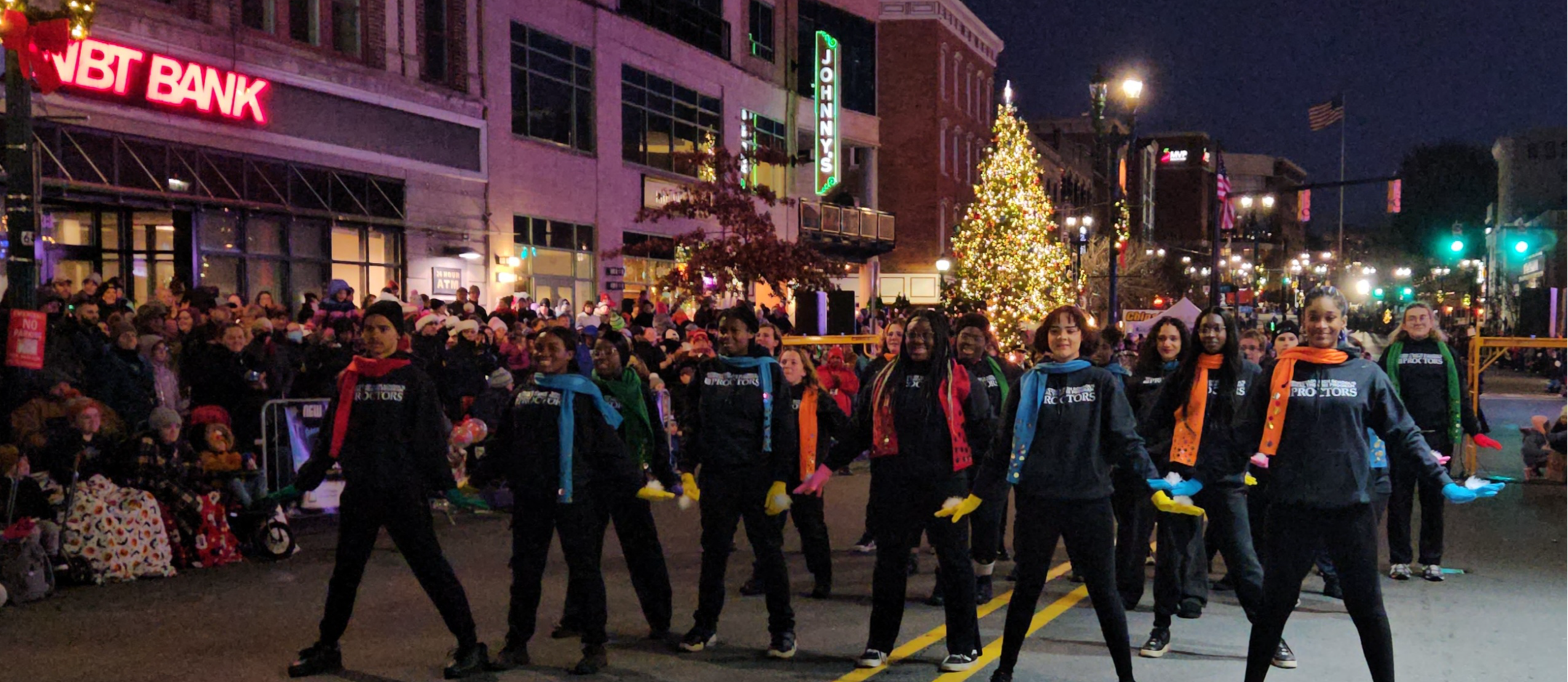 SHS Musical Theatre Program students performig in the 2023 holiday parade. 
