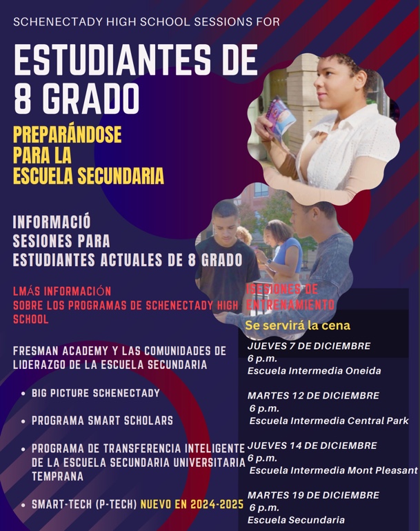 Flyer:  High School Information Sessions for 8th Graders (Spanish)