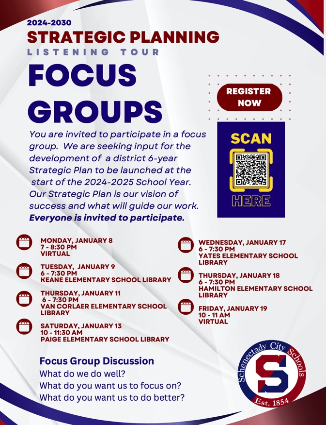 Flyer for Strategic Planning Focus Groups