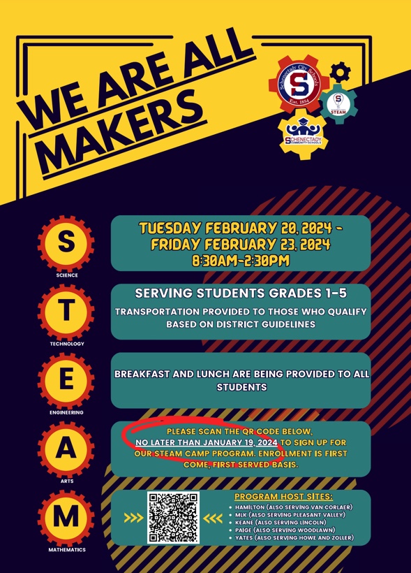 Flyer for February STEAM camp