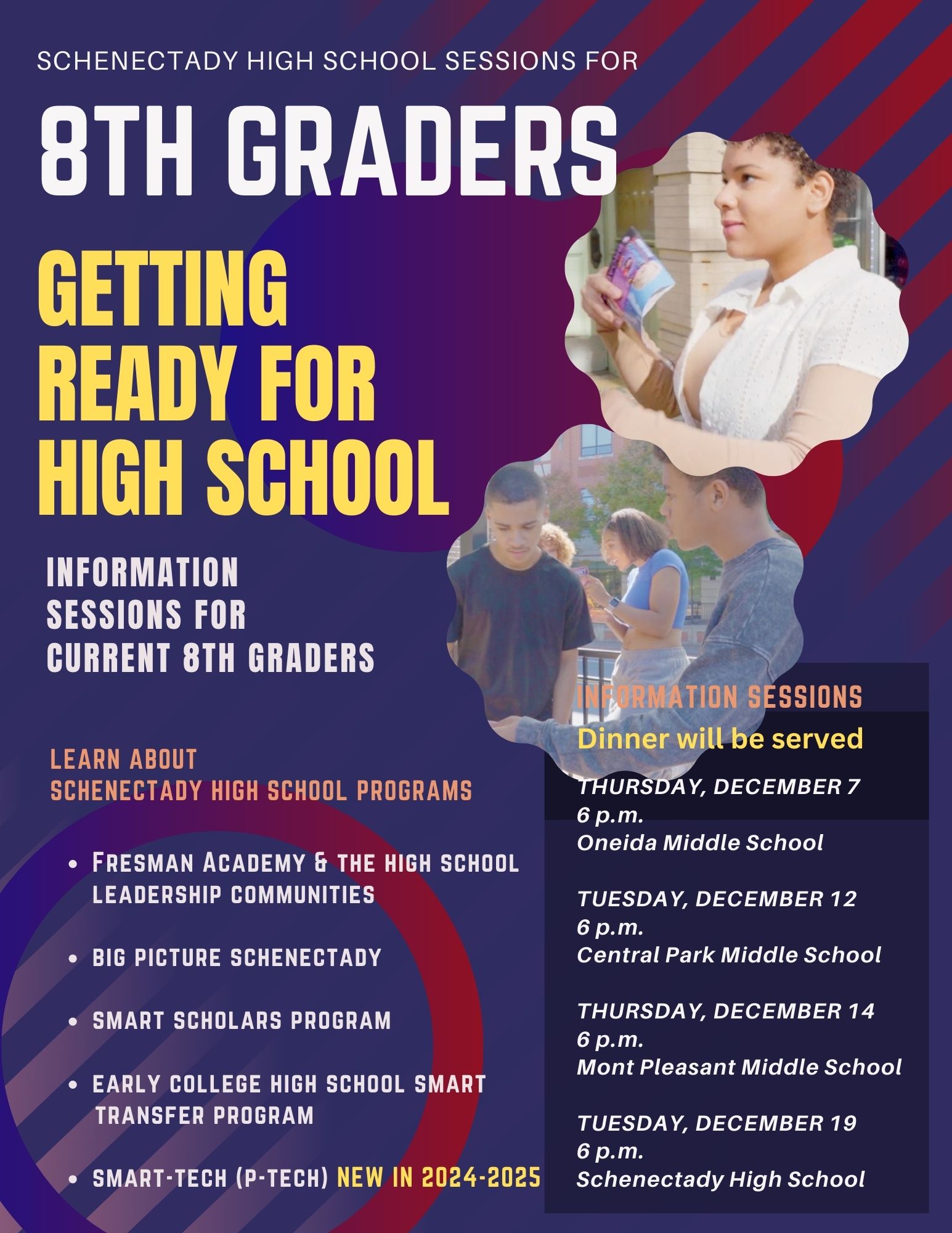 Flyer 8th grade high school information sessions