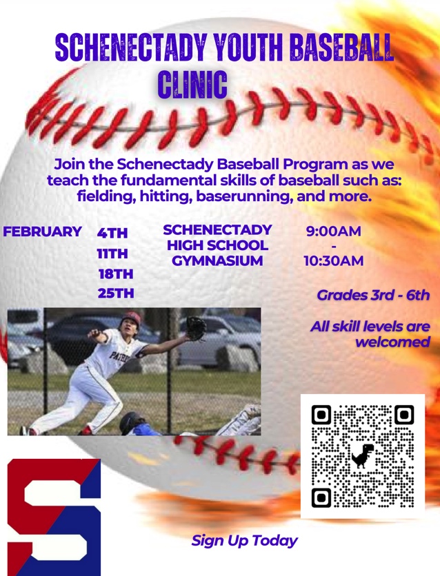 Flyer:  Schenectady Youth Baseball Clinic