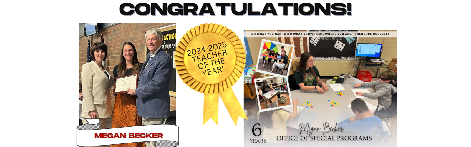 Congratulations to Megan Becker, 2025 Teacher of the Year