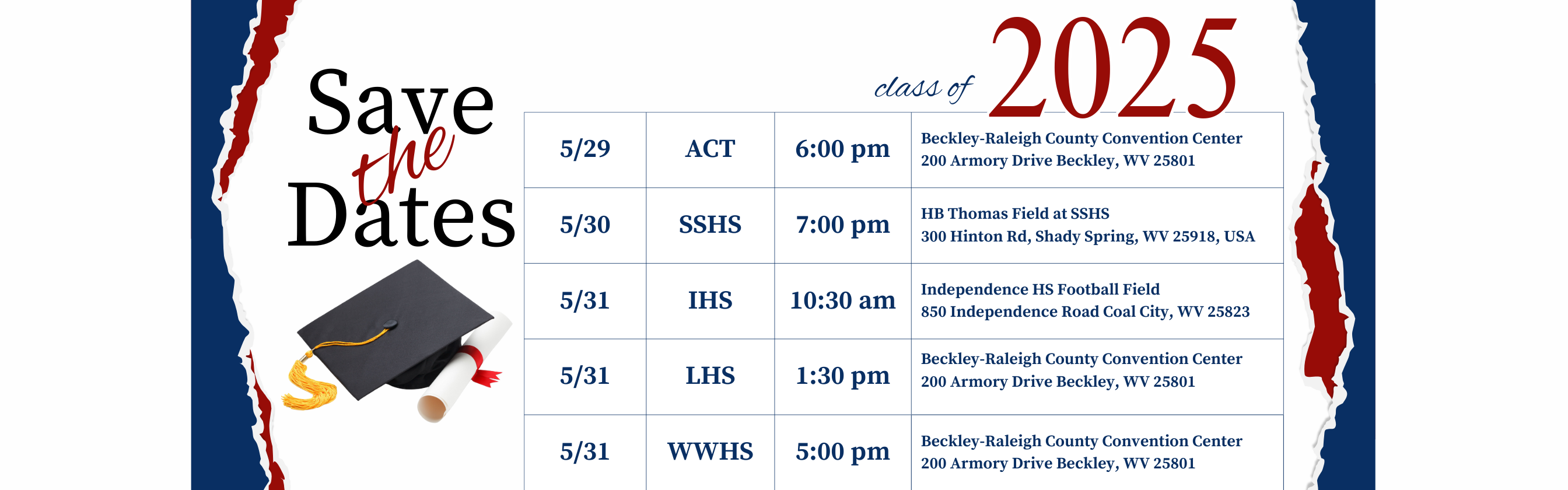 Raleigh County Schools Graduation Dates.