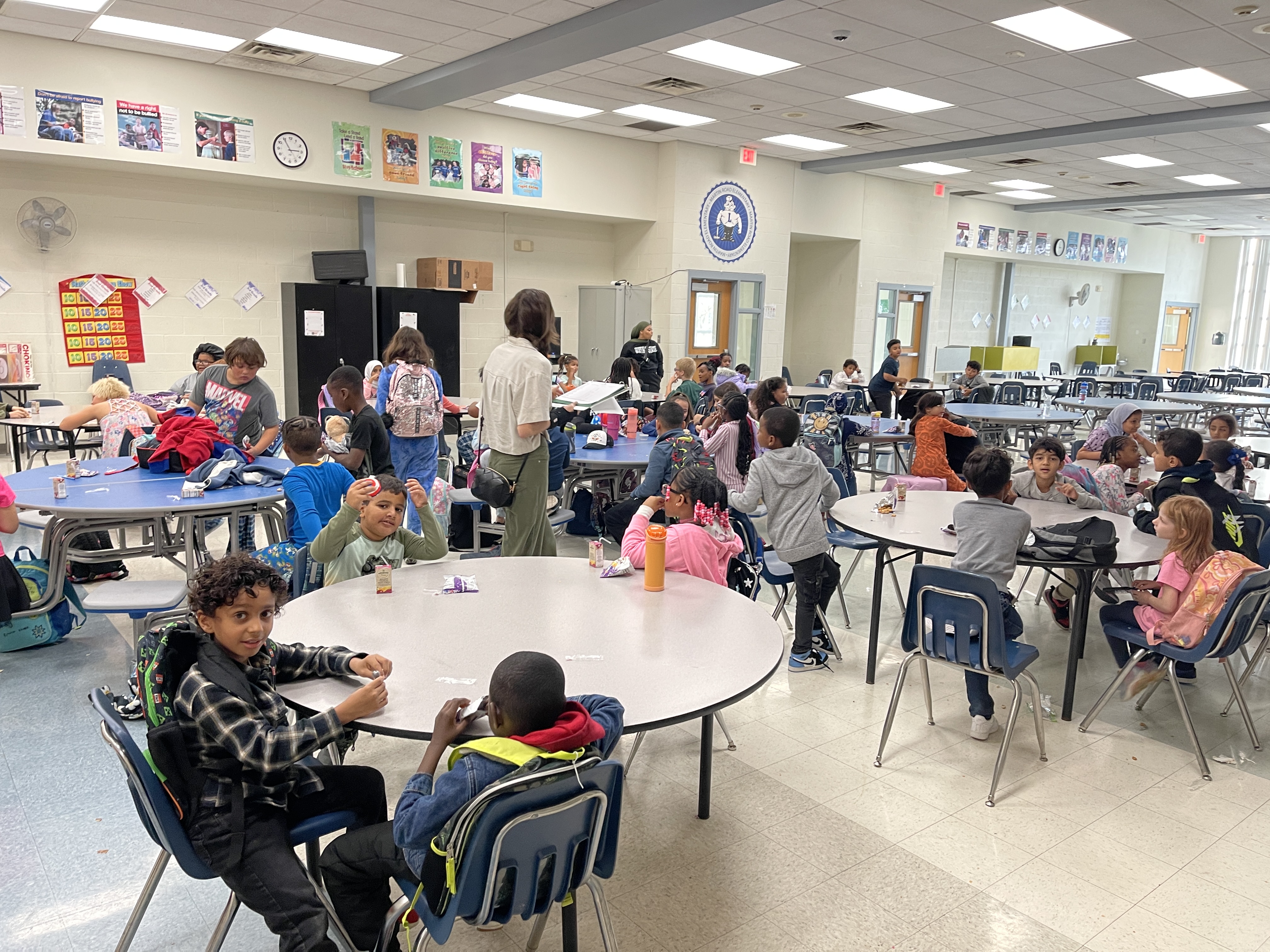 Students gather in the cafeteria for the after school program.