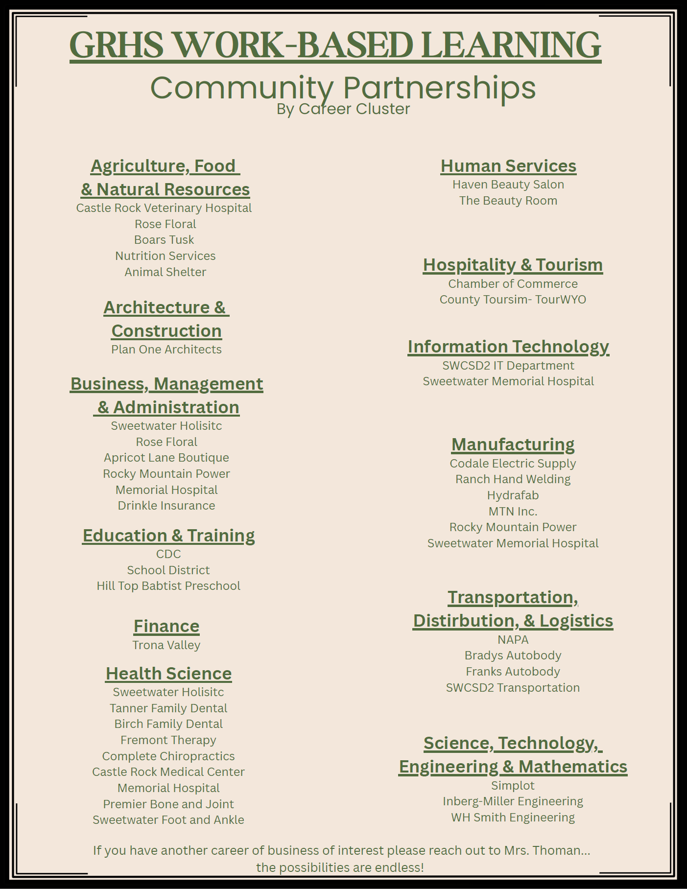 GRHS Spring Schedule WBL