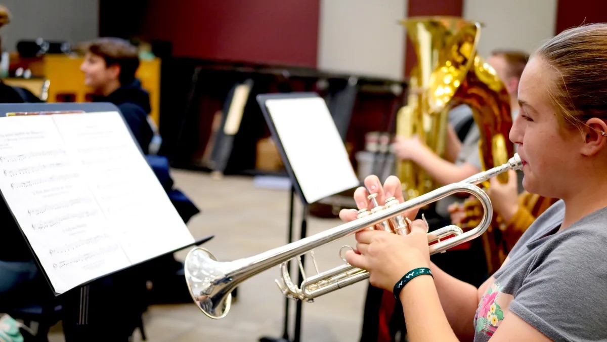 Student playing the trumpet