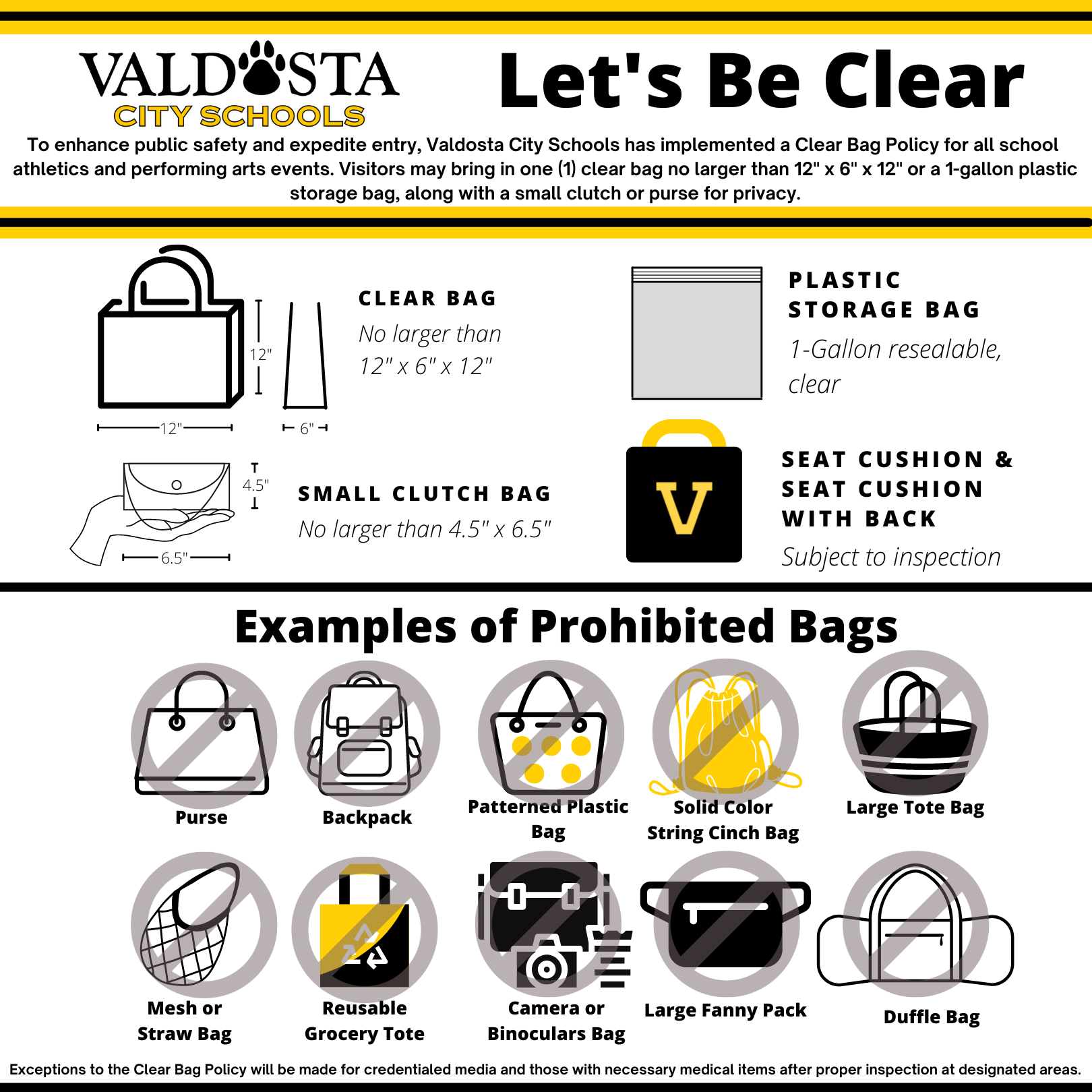 Clear Bag Policy Valdosta City Schools