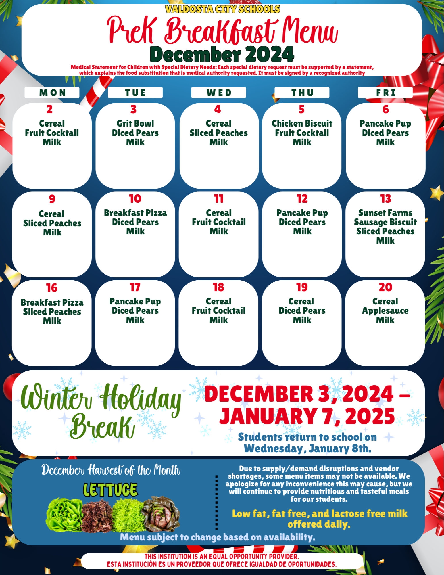 School Breakfast & Lunch Menus | Valdosta City Schools