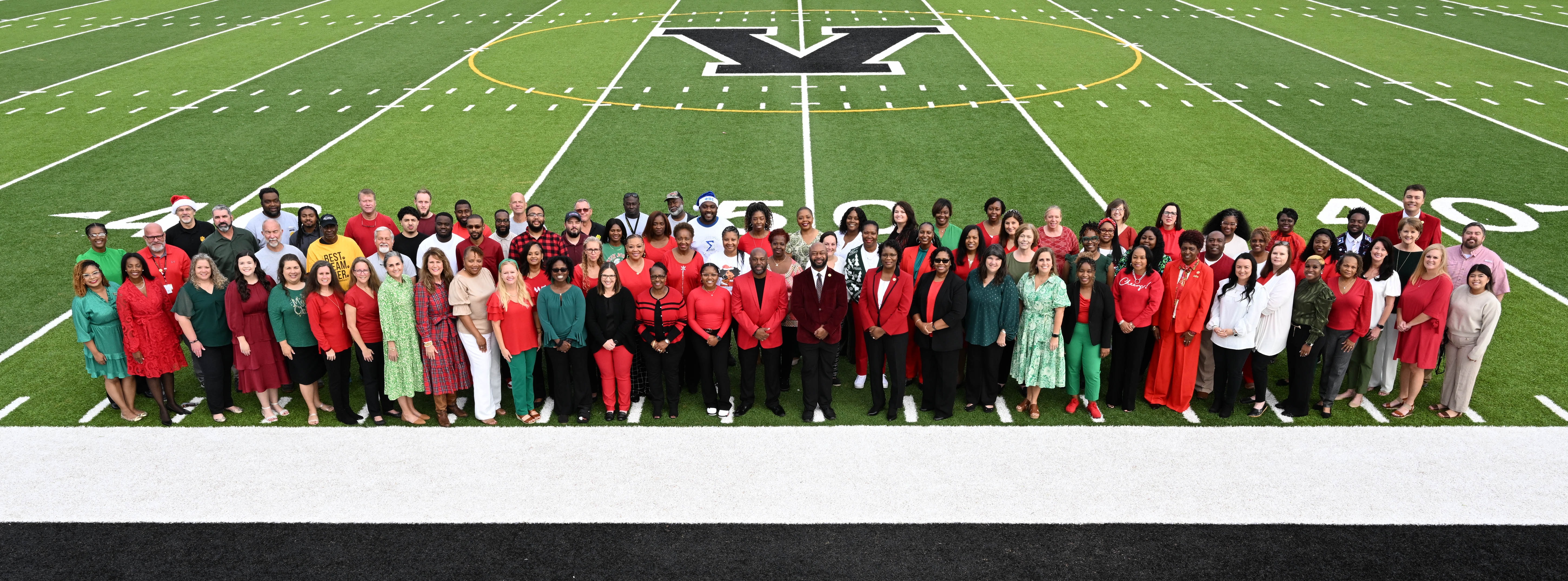 Central Office Staff Group photo on Football Field