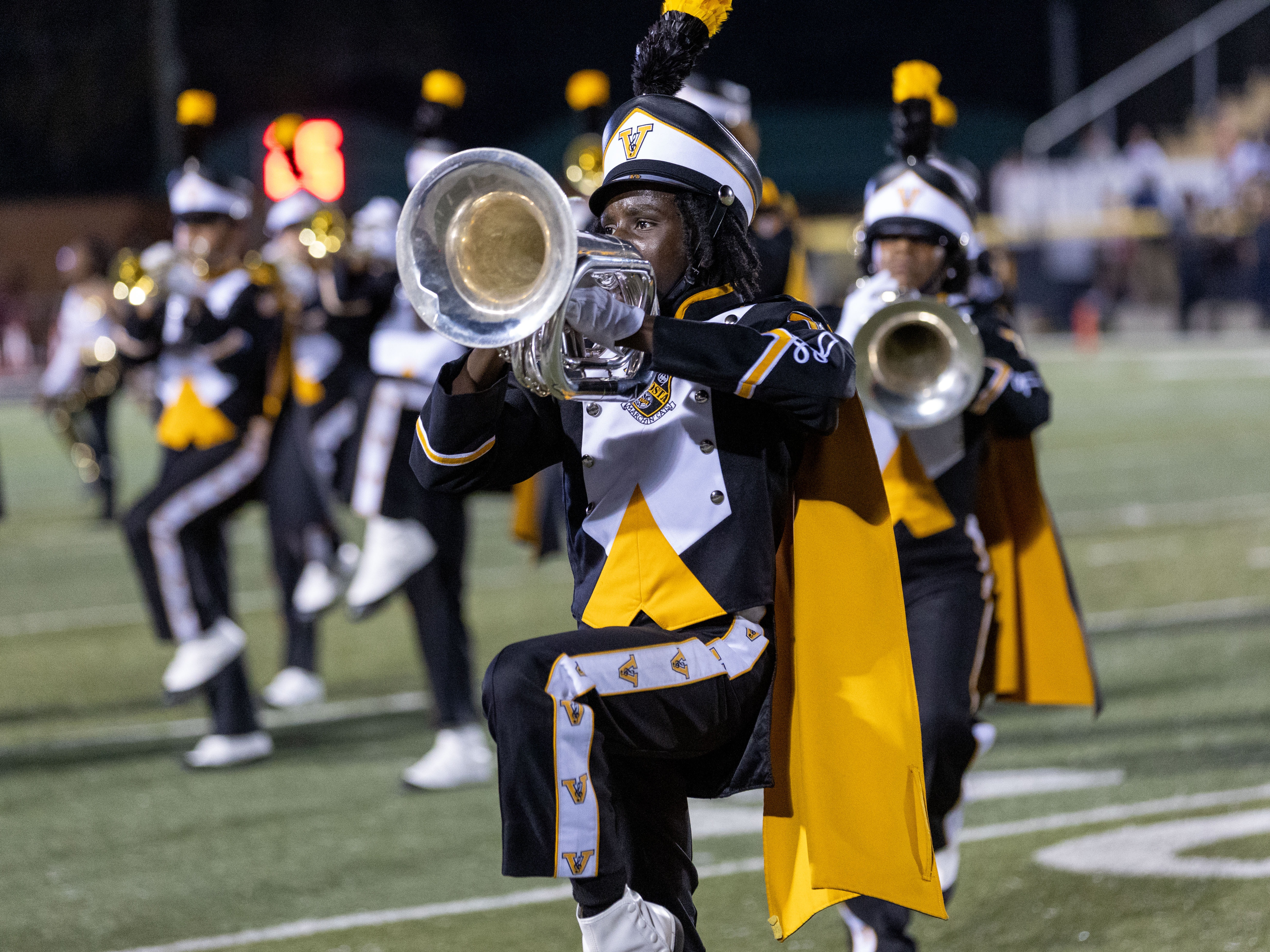 Marching band performing