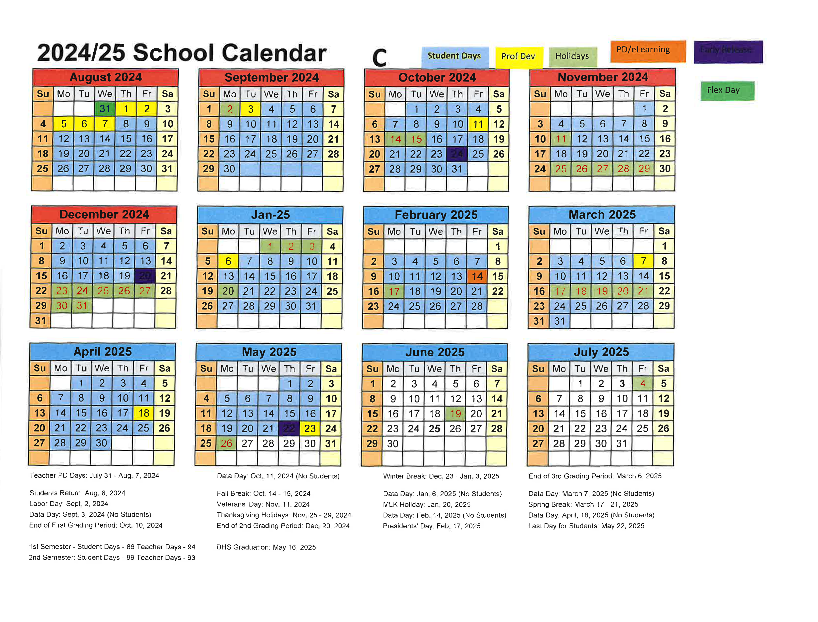 2024-2025 Academic Calendar