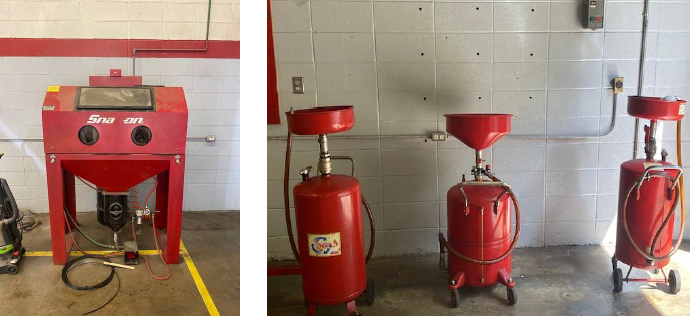 oil tanks and sandblasting cabinet