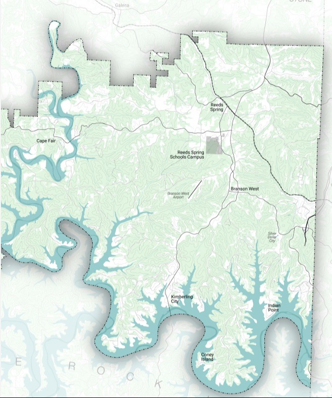 map showing the boundaries of the district