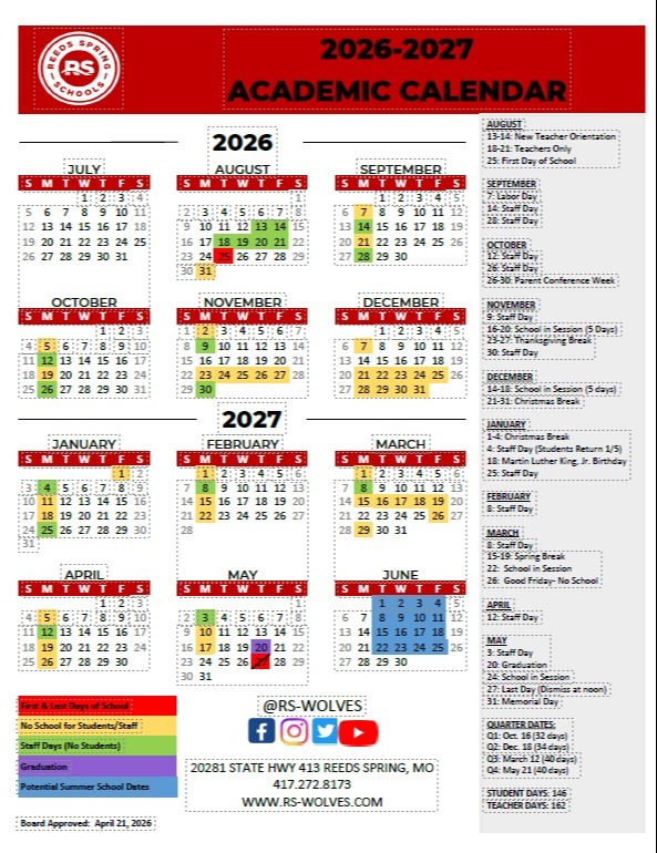 2026-2027 school year calendar