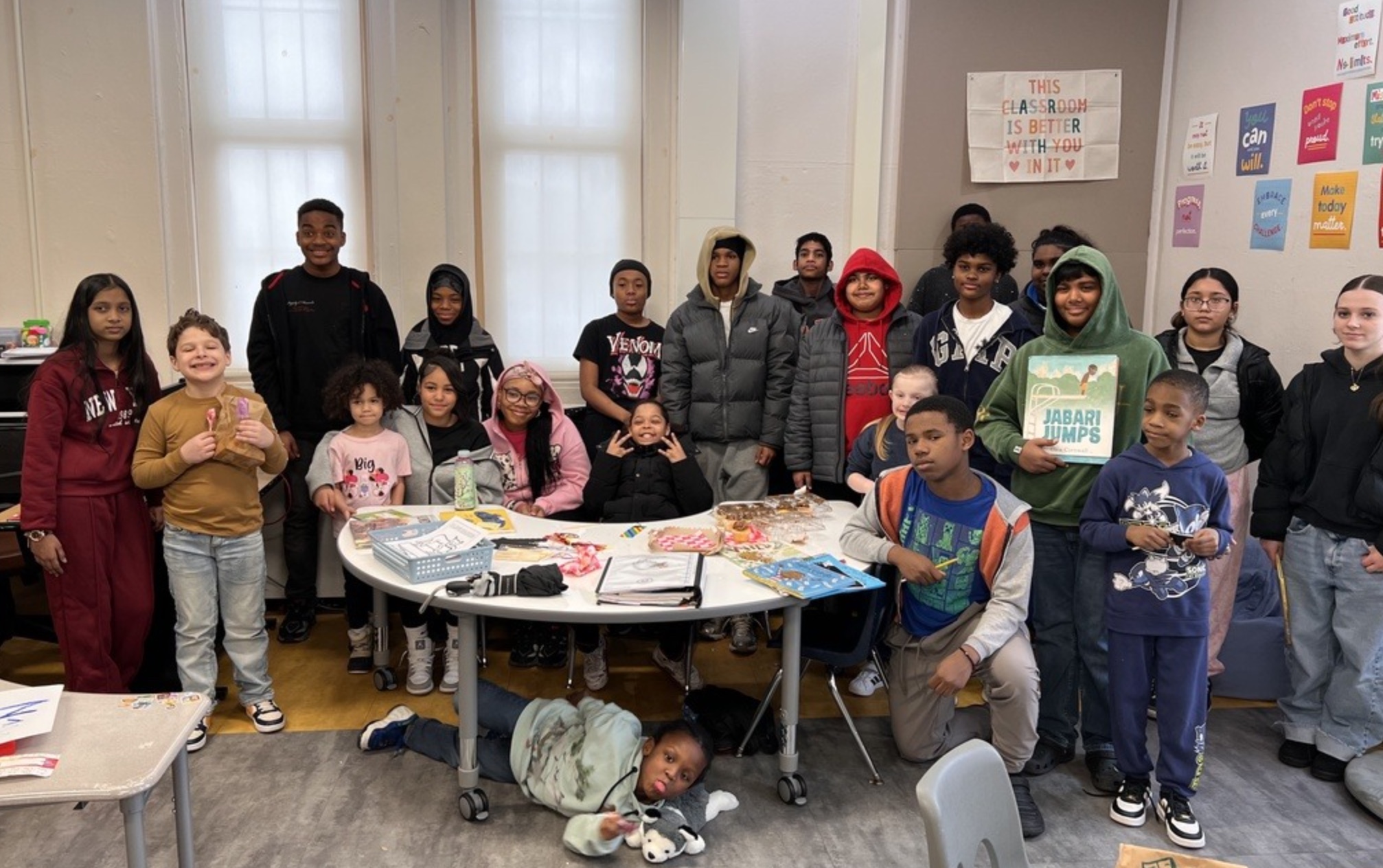 Big things happen when our big kids meet our little ones.   Mont Pleasant 8th graders visited Ms. DiBiase’s class at Pleasant Valley to kick off March Read Aloud Month
