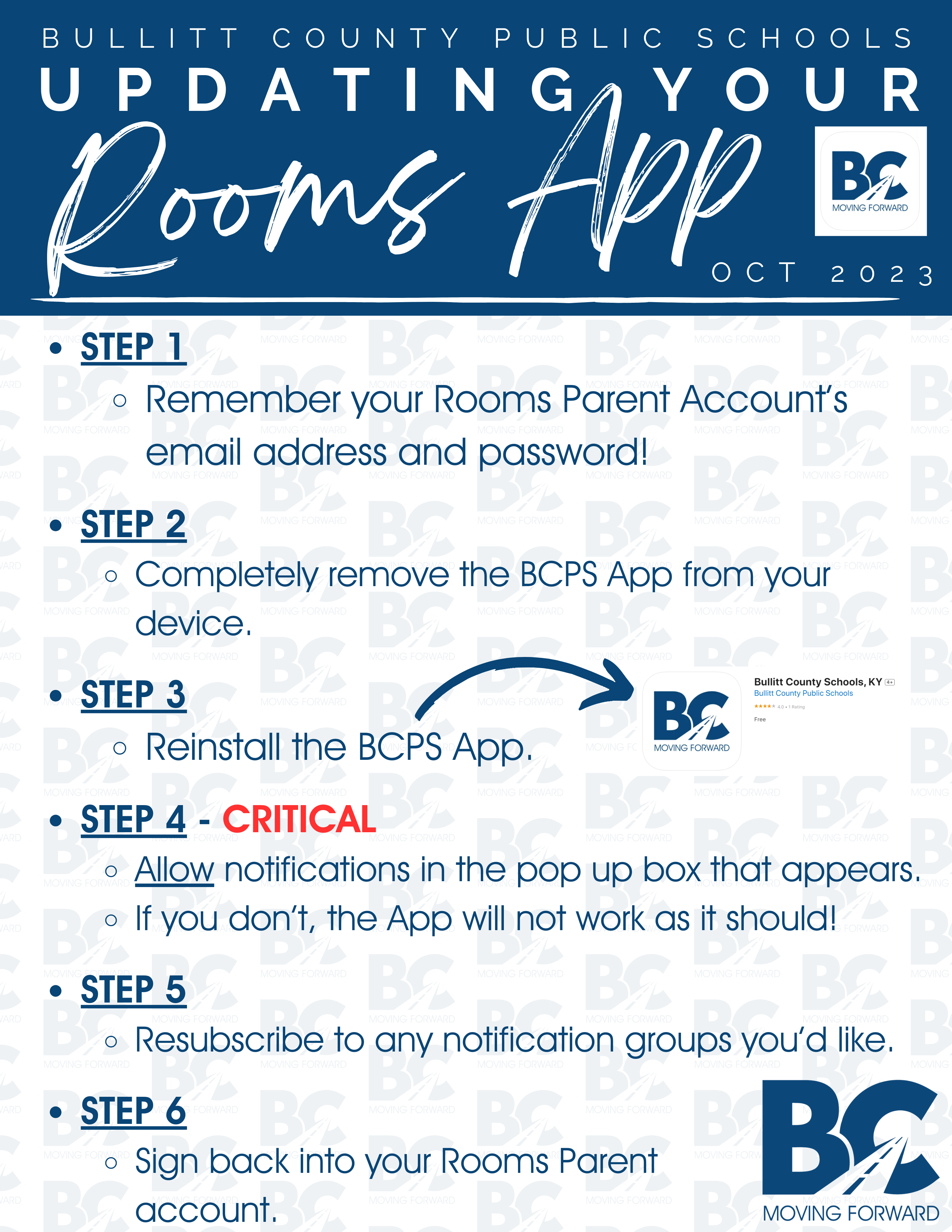 Rooms app update instructions