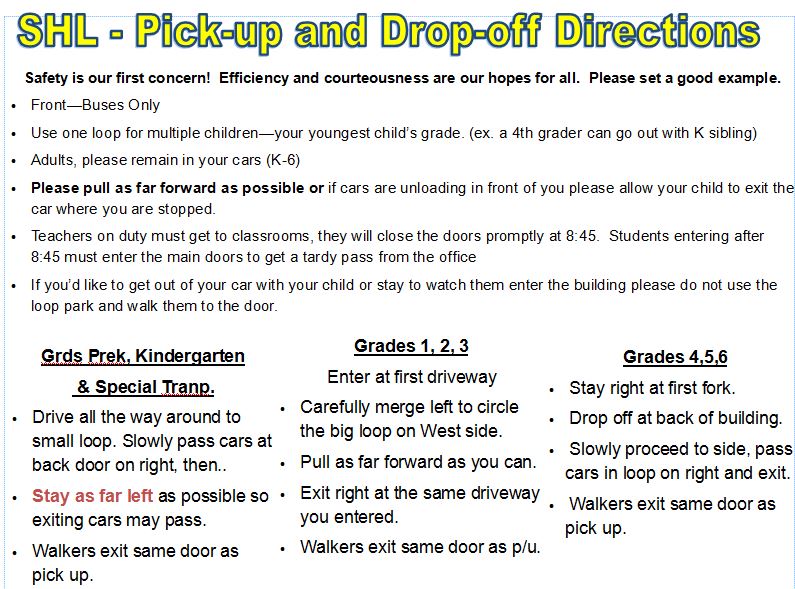 Drop Off and Pick Up Directions
