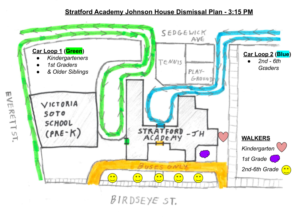 Stratford Academy dismissal map