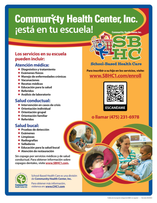 School Based Health Center Flyer in Spanish