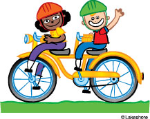 Kids riding a bike