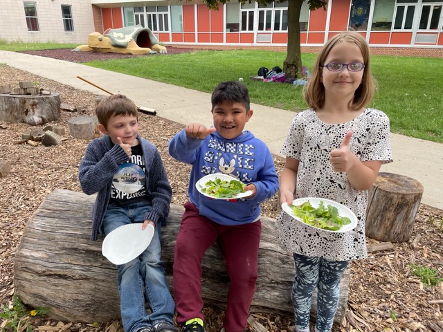 kids posing for garden picture