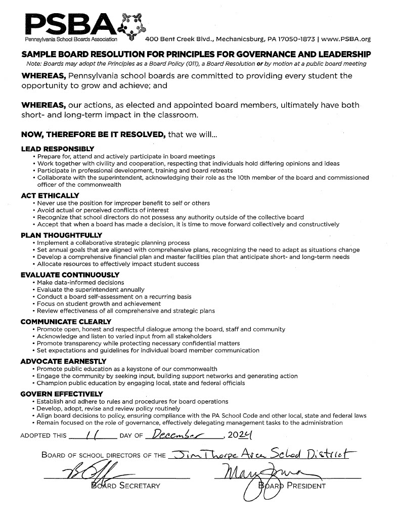Principles for Governance and Leadership