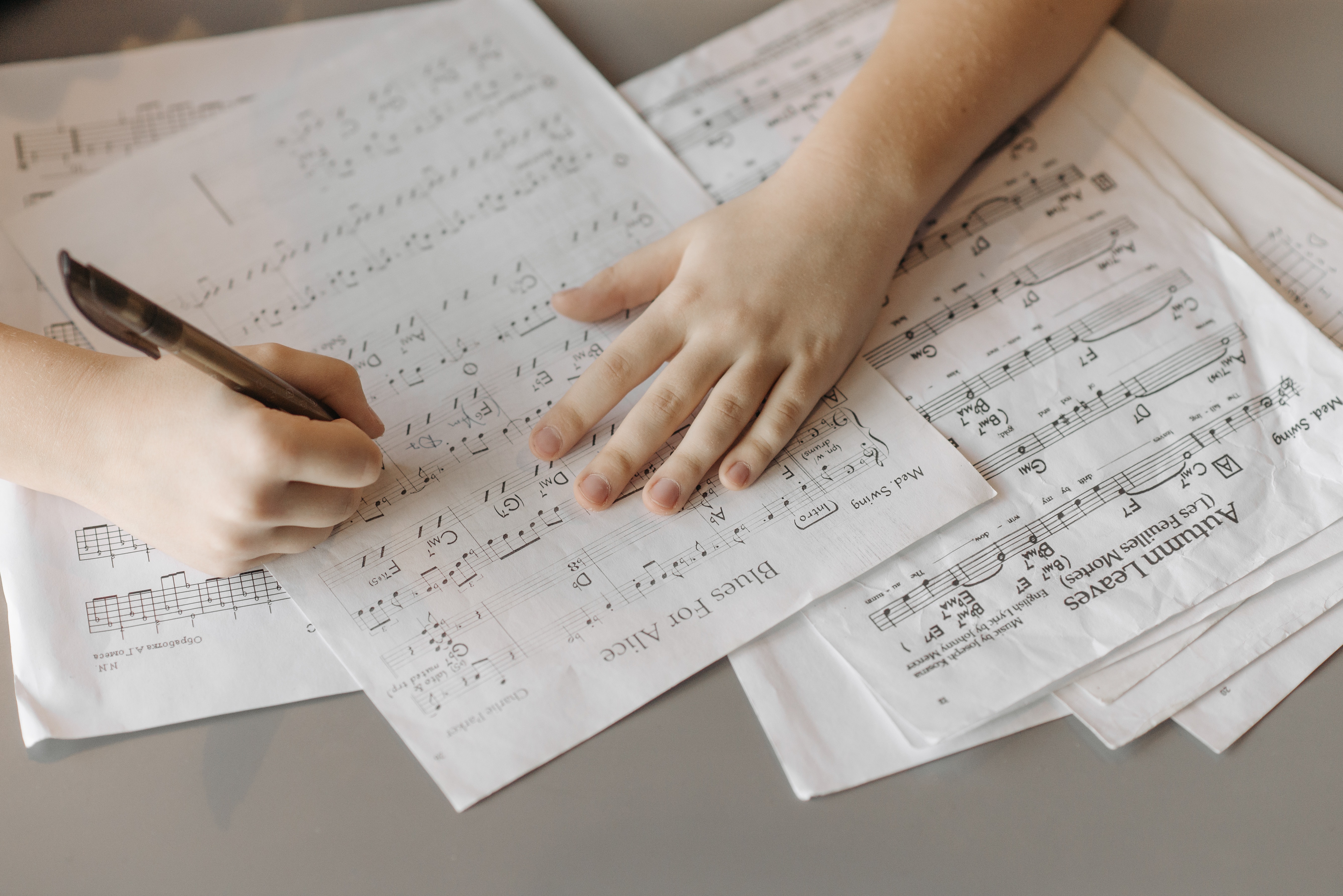 student looking at sheet music