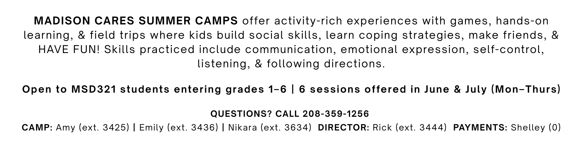 SUMMER CAMP DESCRIPTION