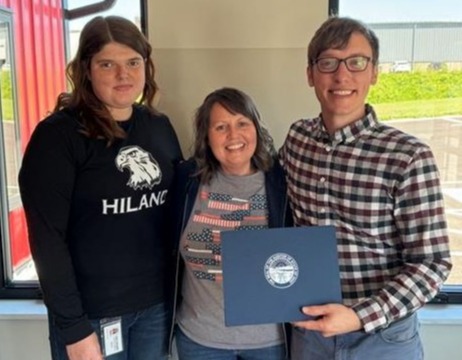 Daniel Reiman (Right), Ruby Shoup (Center), Heather Lehman (Left) receiving the Fiscal Year 2023 Auditor of State Award