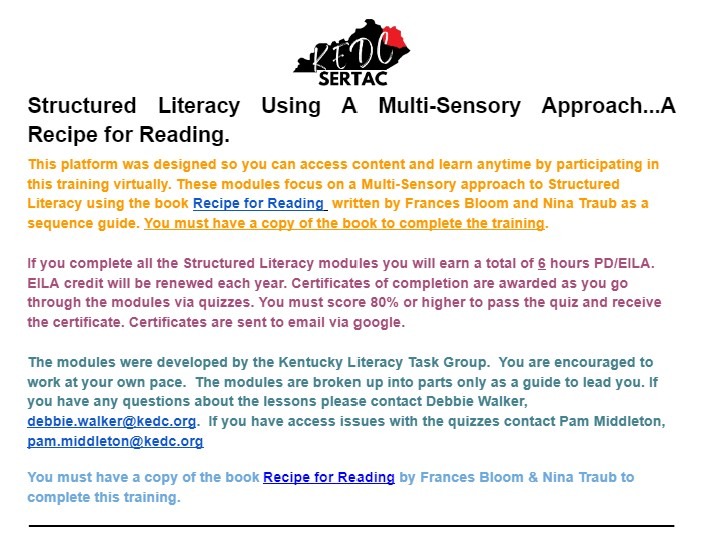 Structured Literacy Online Module