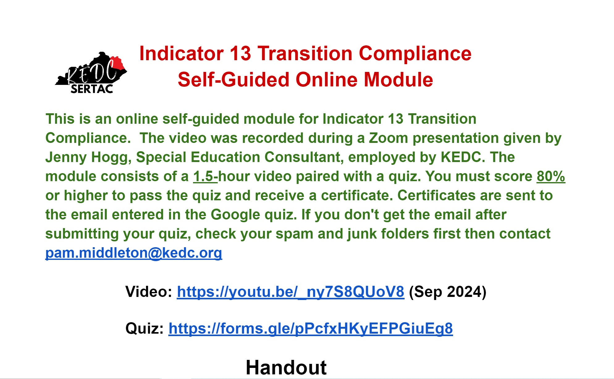 Indicator 13 Transition Compliance