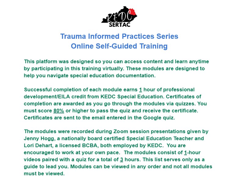 Trauma Informed Online Module