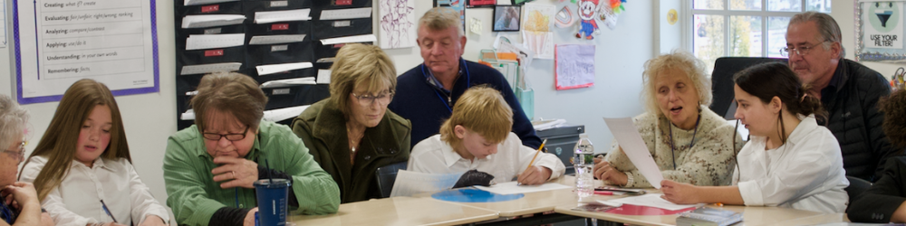 Grandparents working with students during annual Grand Panthers Day