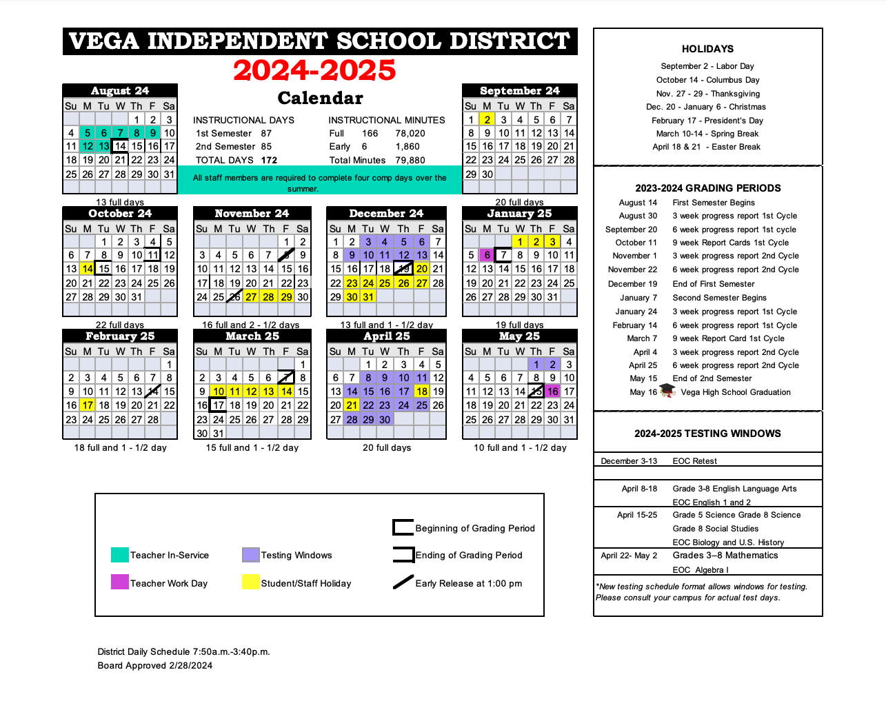 2024-25 District Calendar 