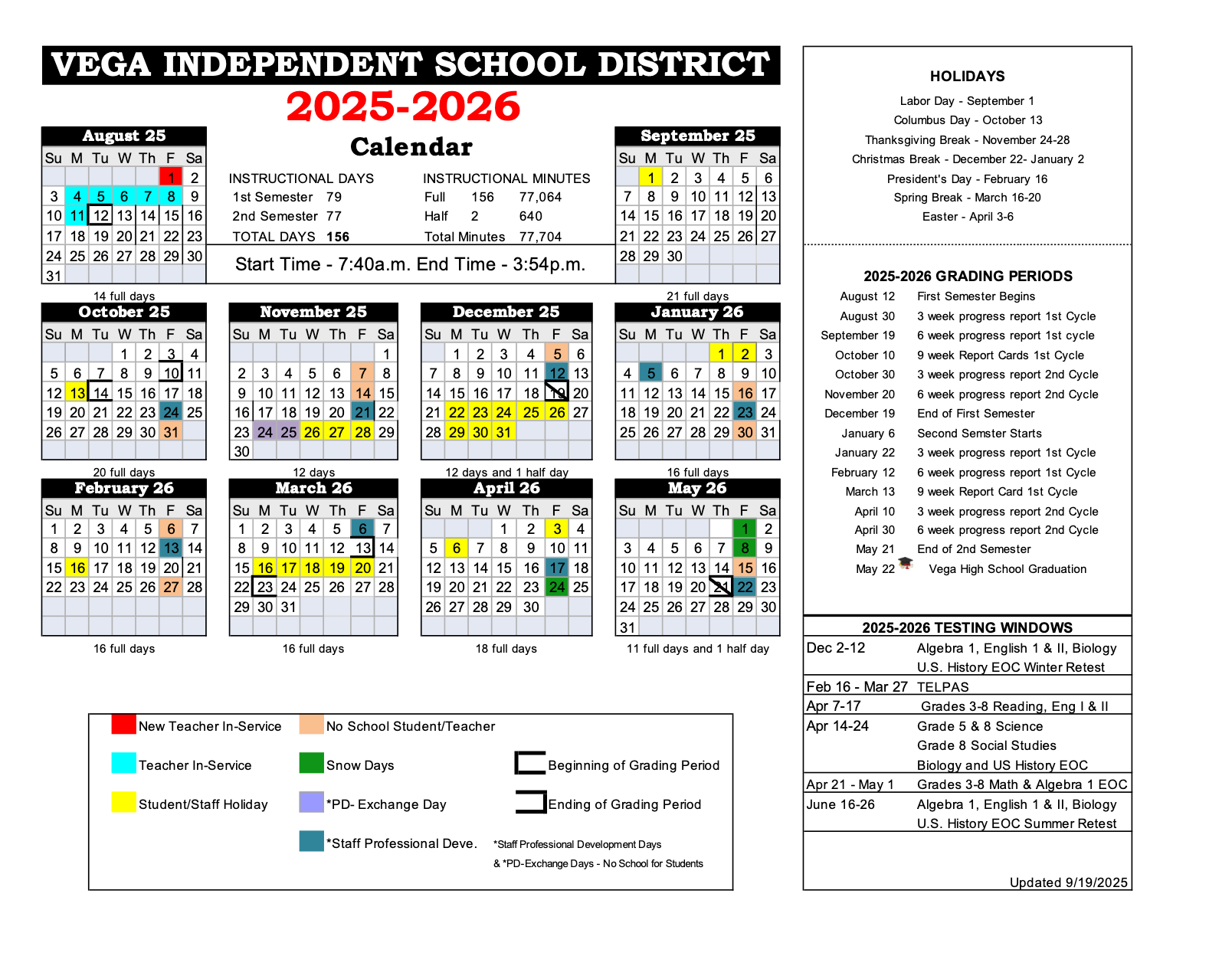 2025-26 District Calendar