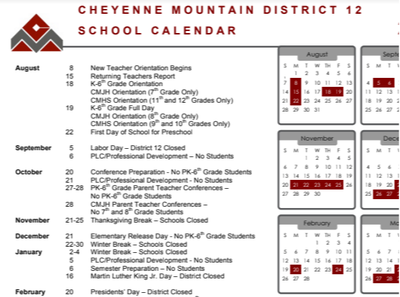 District Calendars | Cheyenne Mountain