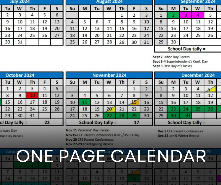 One Page Calendar