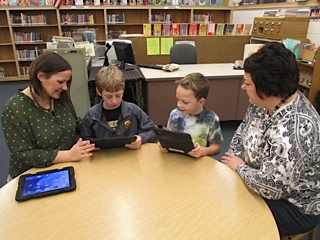 Recently purchased for the Elementary students by the Booster Club were 25 new iPads that the students love to use. 