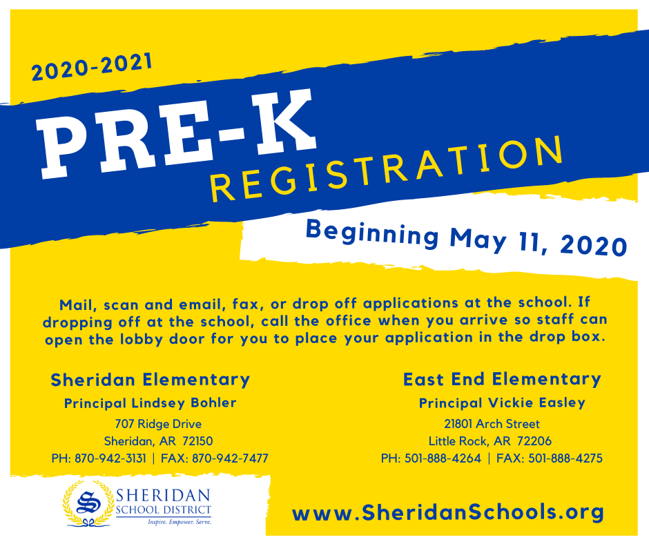 PRE-K REGISTRATION - BEGINNING MAY 11, 2020