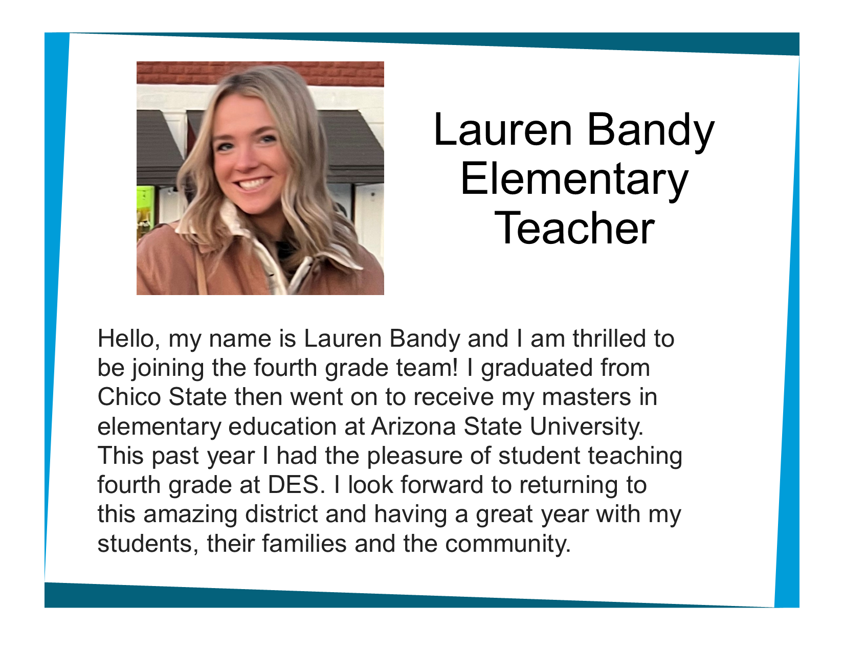 Picture and bio of teacher Lauren Bandy 