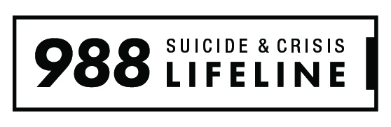 black and white image of text 988 Suicide & Crisis Lifeline
