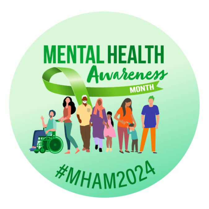 Text reading Mental Health Awareness Month
