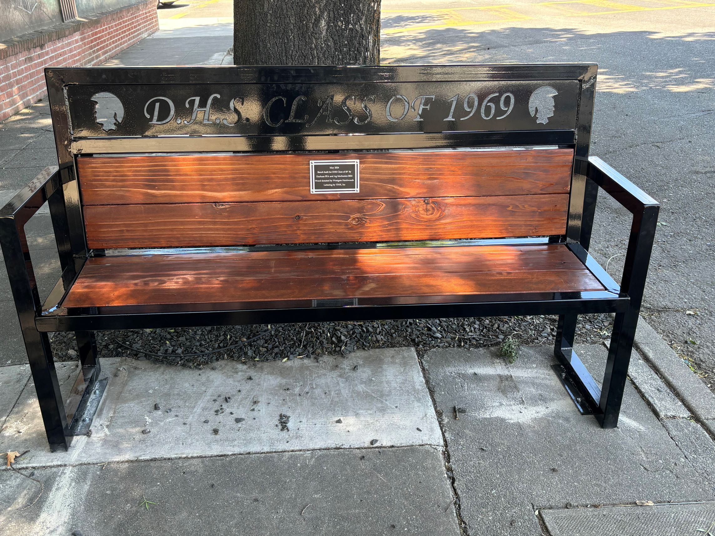 Picture of the Class of 1969 bench made by the DHS welding shop. 