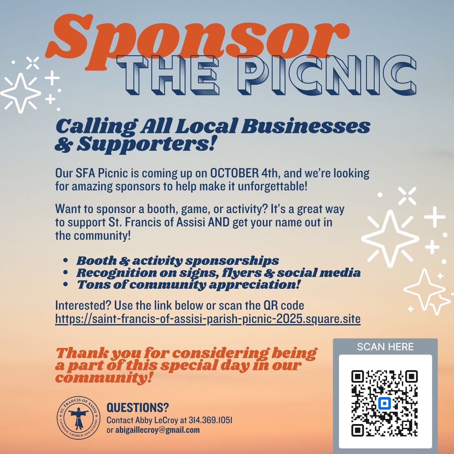 2025 Parish Picnic Sponsor 