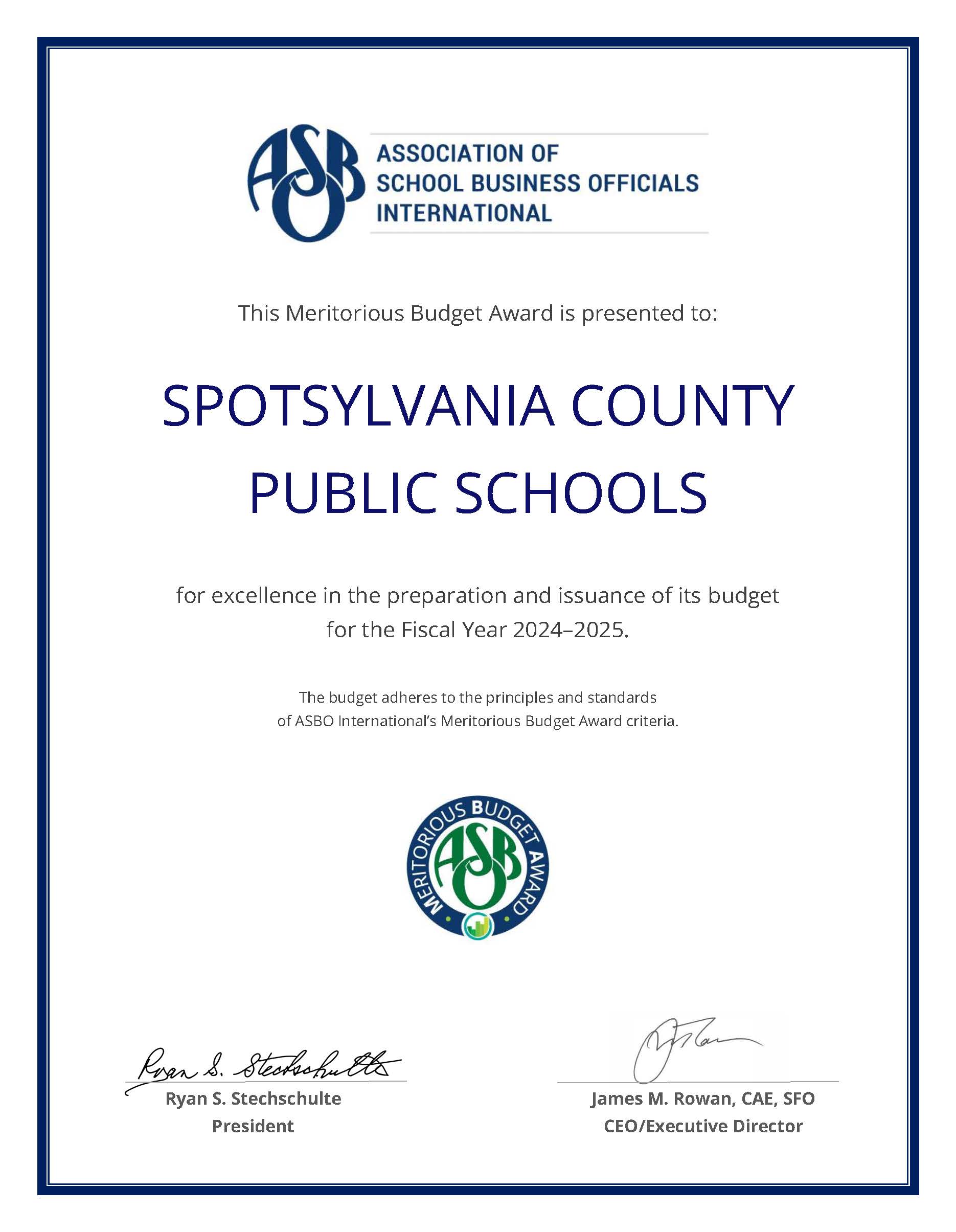 ASBO FY25 MBA Award