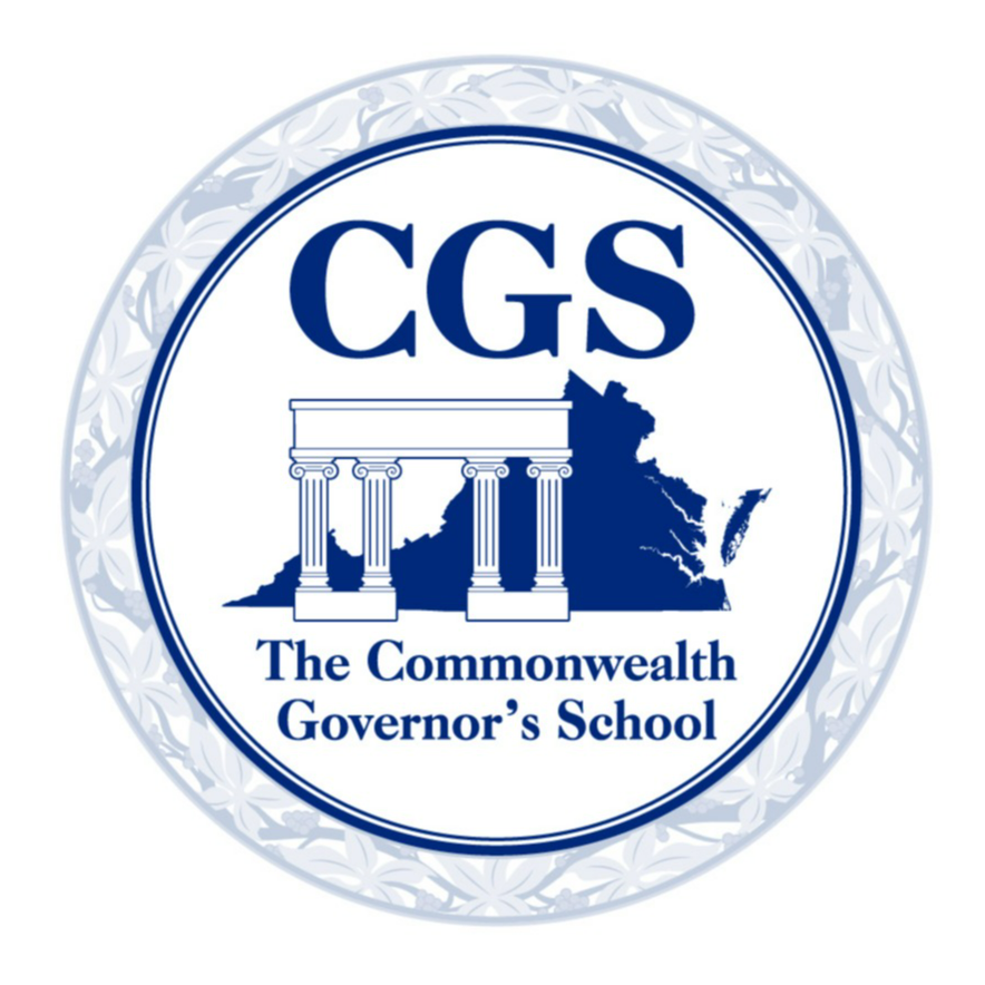 Commonwealth Governor's School Logo showing outline of the state of Virginia behind a graphic showing white stone pillars.