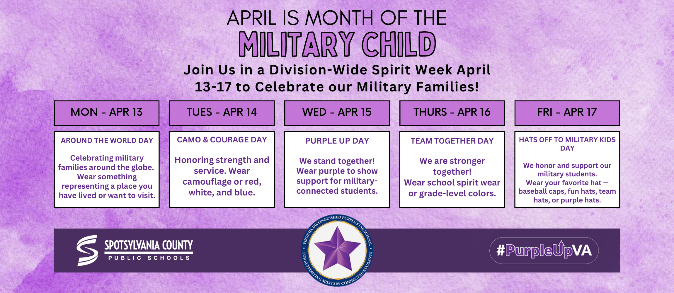 military child spirit week banner